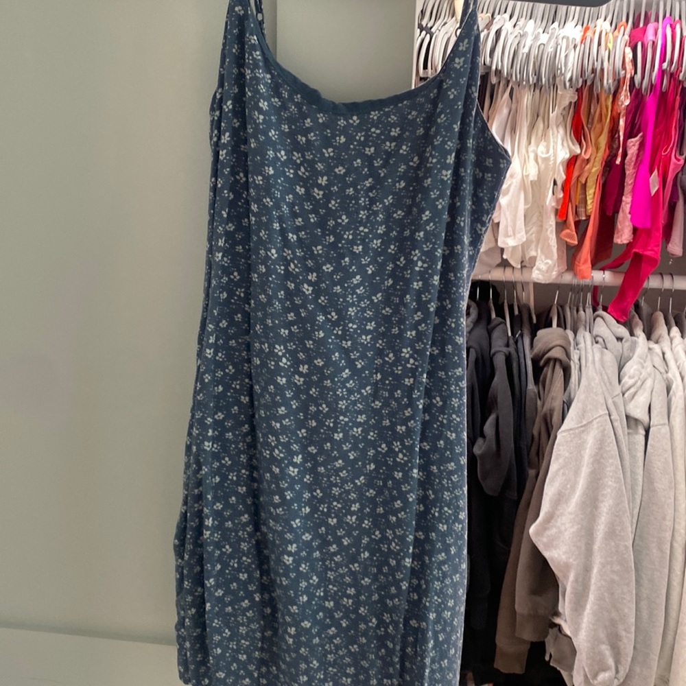 blue flower mini dress